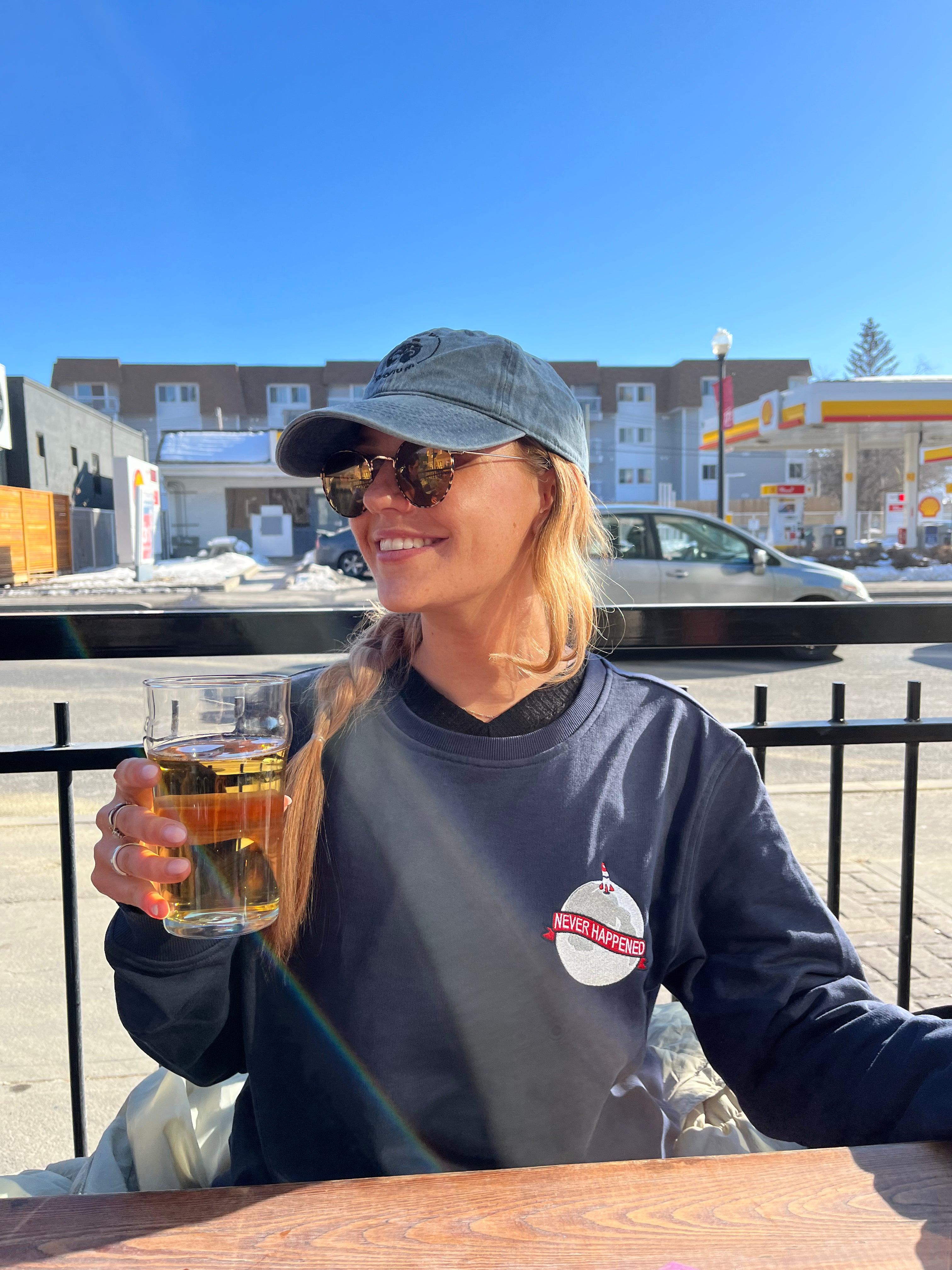 NEVER HAPPENED - Fake Moon Landing | Unisex organic sweatshirt